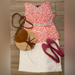 Banana Republic White Eyelet Pencil Skirt